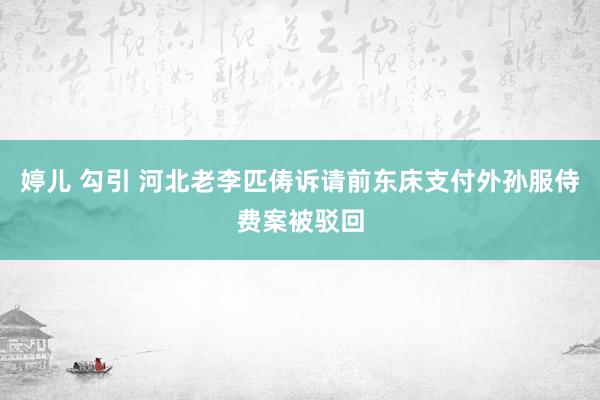 婷儿 勾引 河北老李匹俦诉请前东床支付外孙服侍费案被驳回